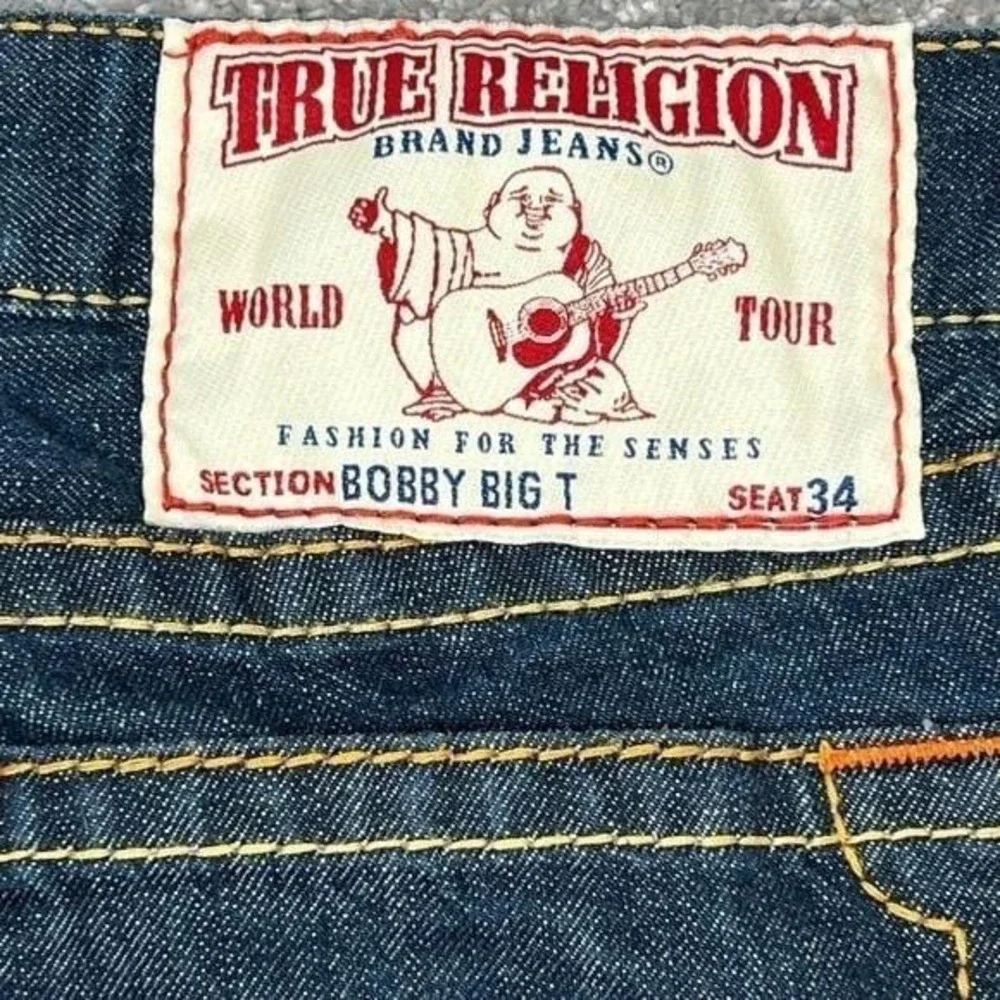 VTG True Religion Bobby Big T Straight Leg Jeans 34 Dark Wash USA Y2K Streetwear